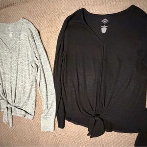 St. John's Bay V-Neck Sweaters - Black and Gray